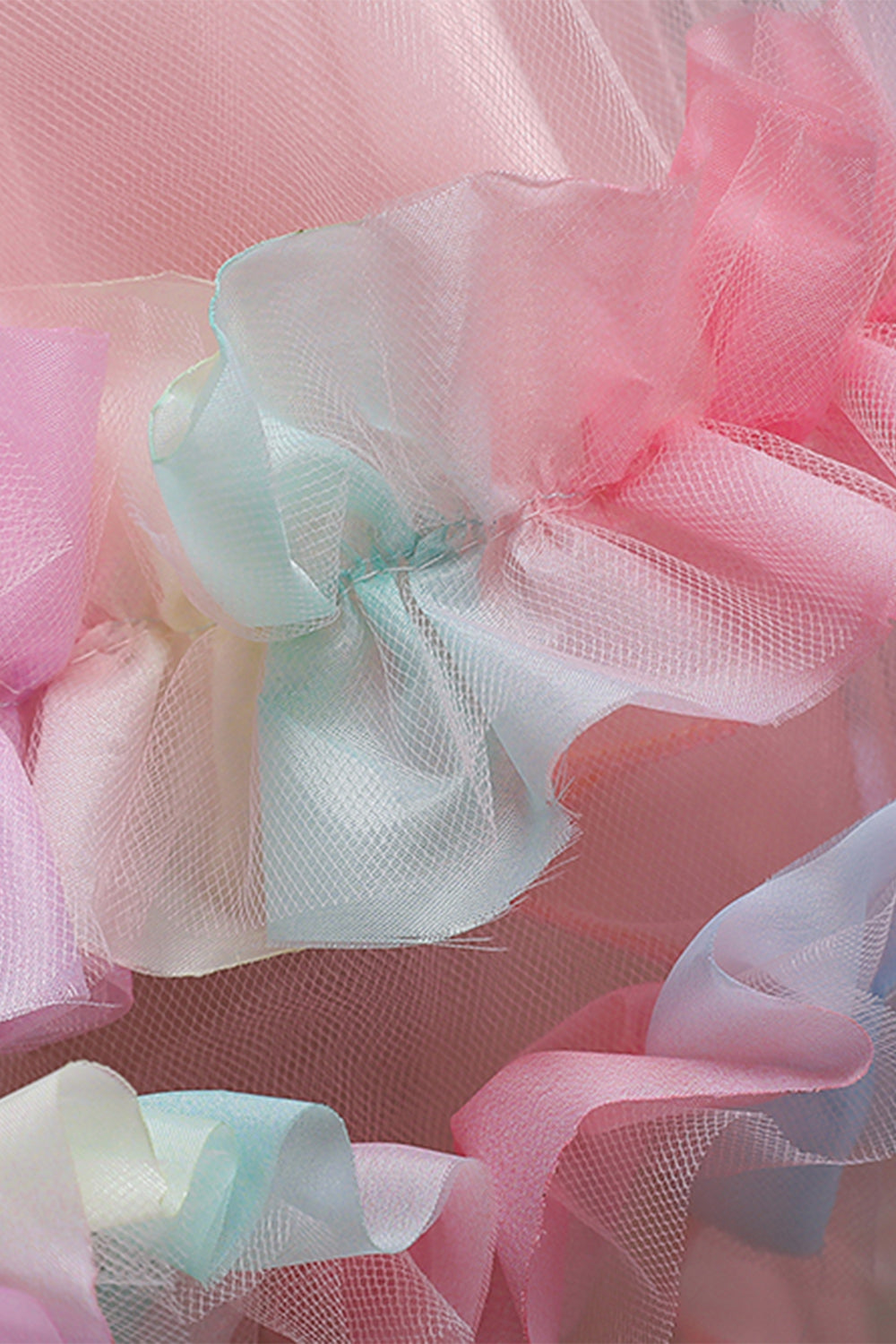 Pink Flower Girl Dress with Flowers and Bowknot