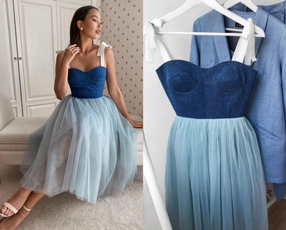 LTP1018,Charming sweetheart a-line homecoming dresses tulle prom dresses tea length formal party dress