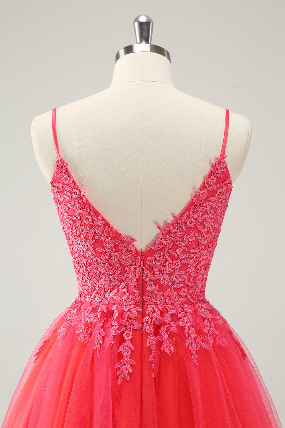 Cute Hot Pink A Line Spaghetti Straps Short Homecoming Dress with Appliques