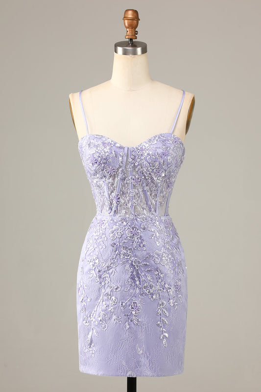 Pretty Bodycon Corset Homecoming Dress With Lace Detail