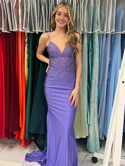 Avayah | Mermaid Blue V-Neck Long Prom Dress