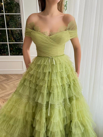 Sylvie |A Line Off the Shoulder Tulle Prom Dress