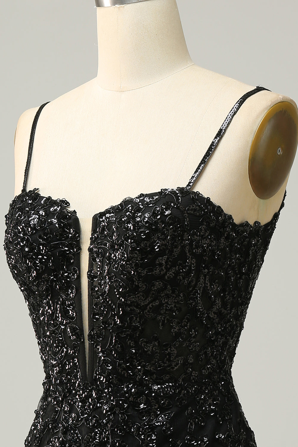 Sparkly Black Corset Sequins Tight Homecoming Dress with Lace