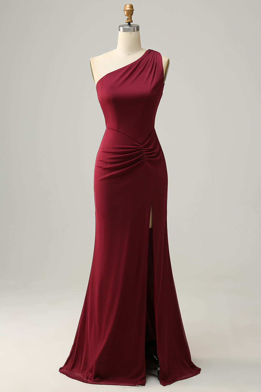 One Shoulder Desert Rose Long Bridesmaid Dress with Slit