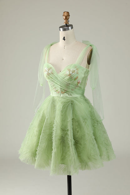 Sweetheart Green A Line Cocktail Dress with Beading