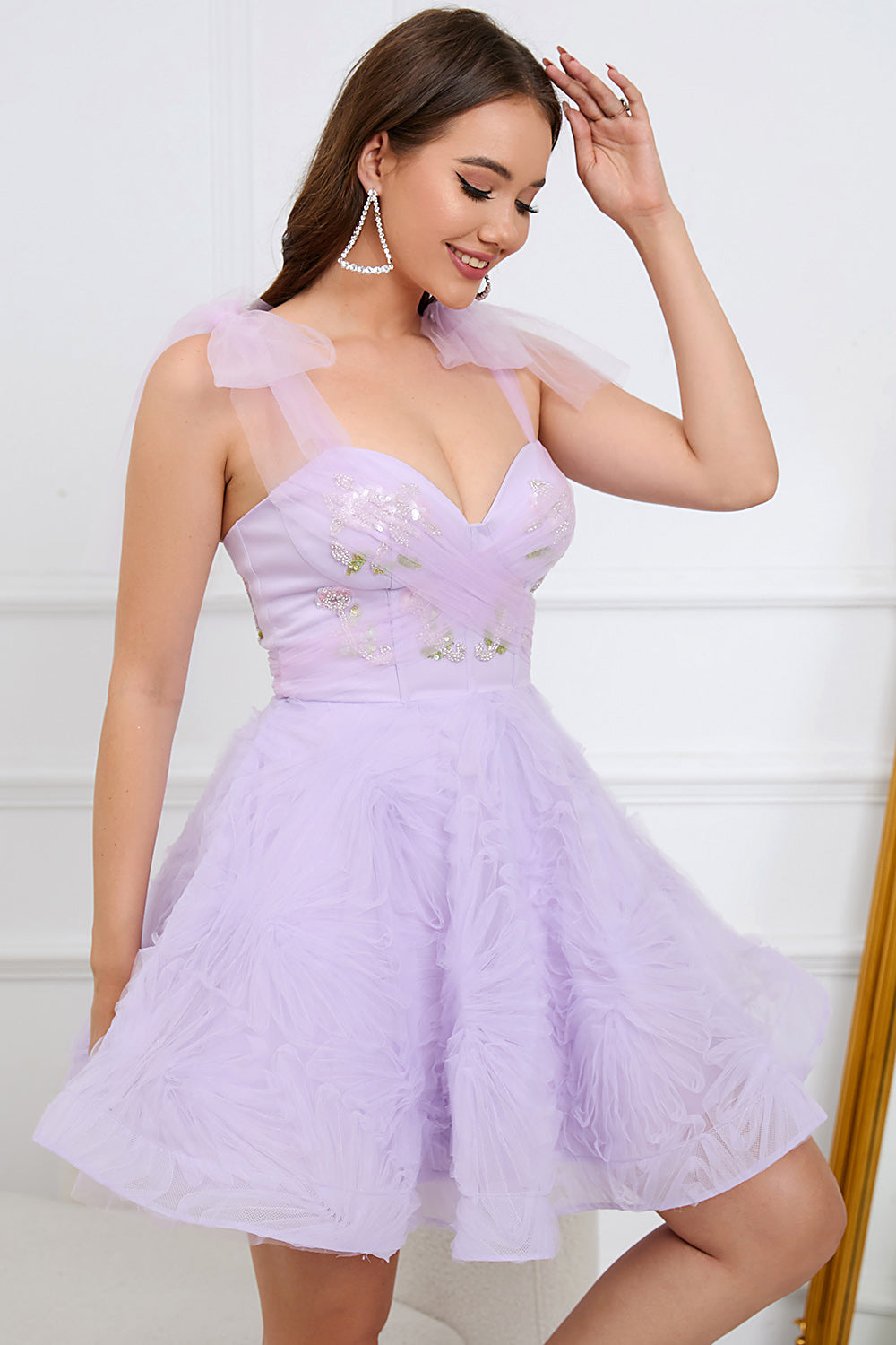 Sweetheart Light Purple A Line Cocktail Dress with Beading