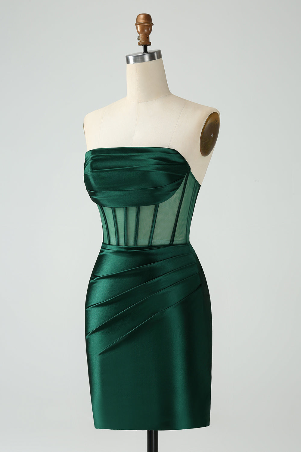 Dark Green Corset Strapless Bodycon Short Homecoming Dress