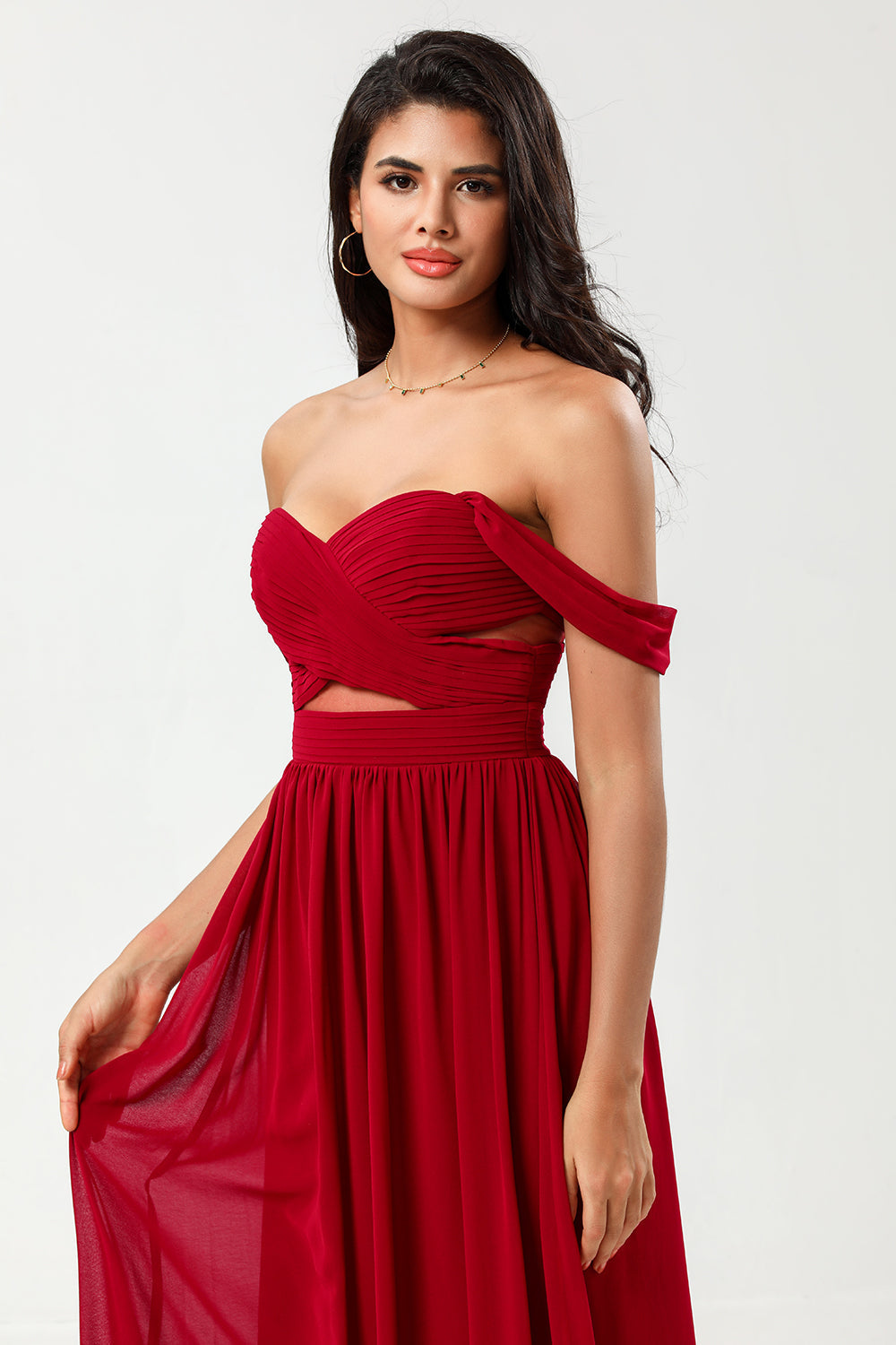 Epitome of Romance A Line Sweetheart Burgundy Long Bridesmaid Dress with Keyhole