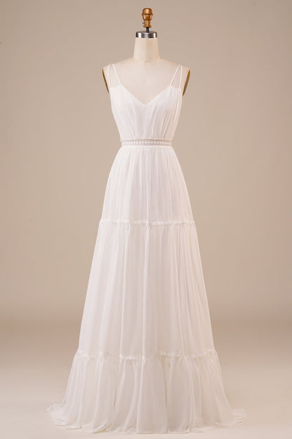 A-Line Simple Long Wedding Dress