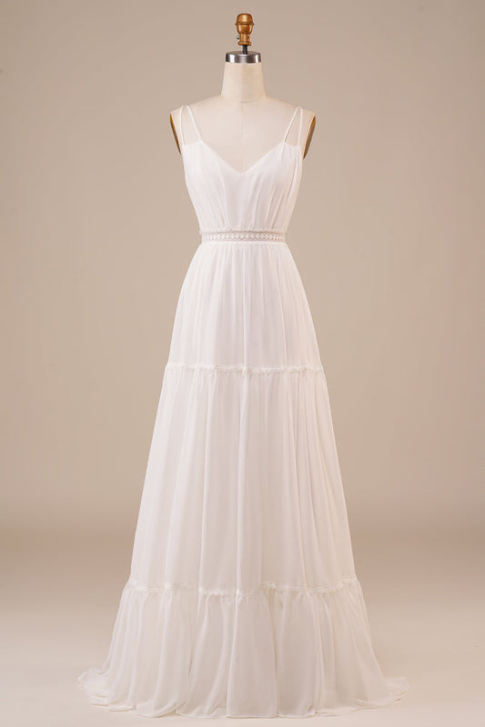 A-Line Simple Long Wedding Dress