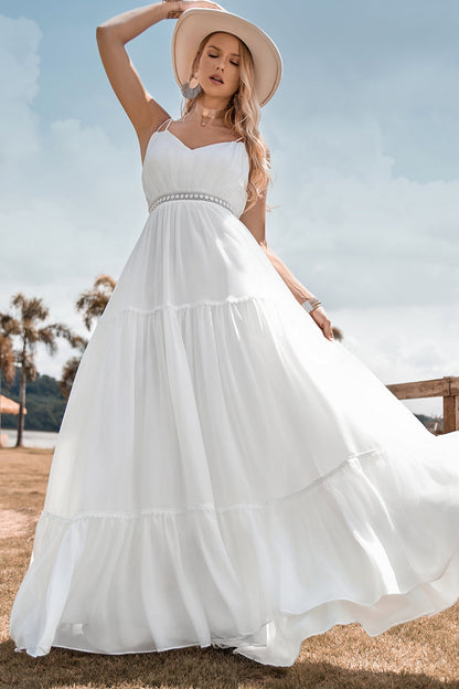 A-Line Simple Long Beach Simple Wedding Dress