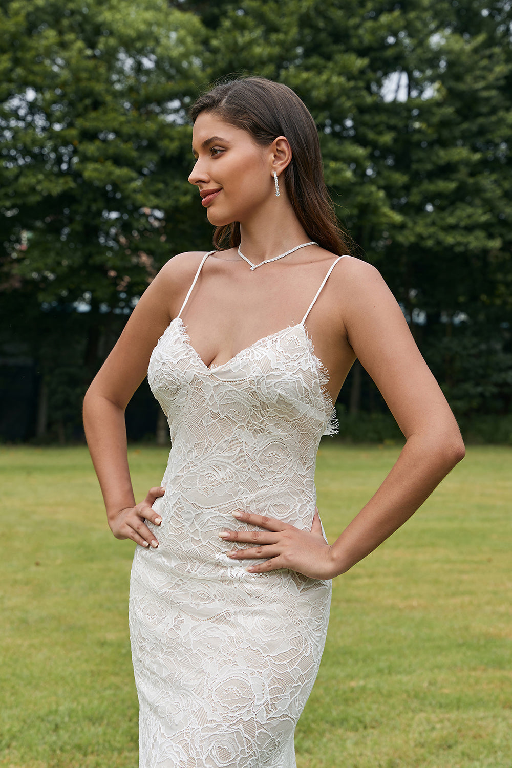 Ivory Mermaid Lace Backless Wedding Dress