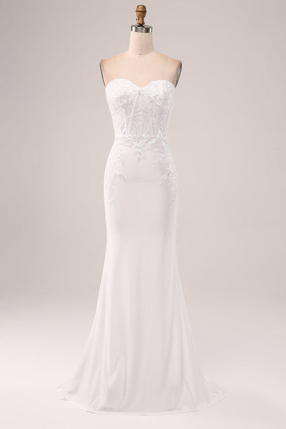 Ivory Strapless Mermaid Wedding Dress