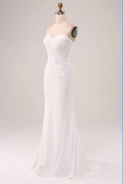 Ivory Strapless Mermaid Wedding Dress