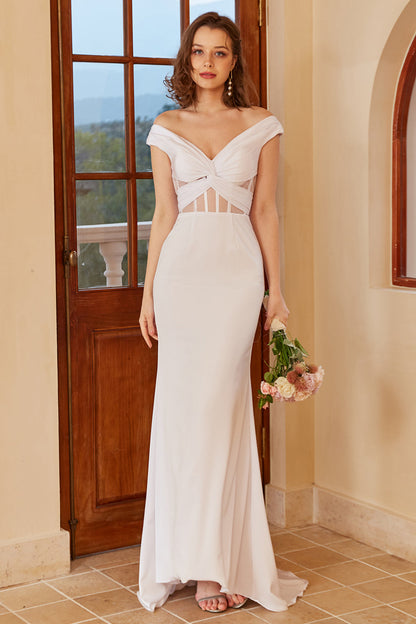 Off Shoulder White Mermaid Wedding Dress