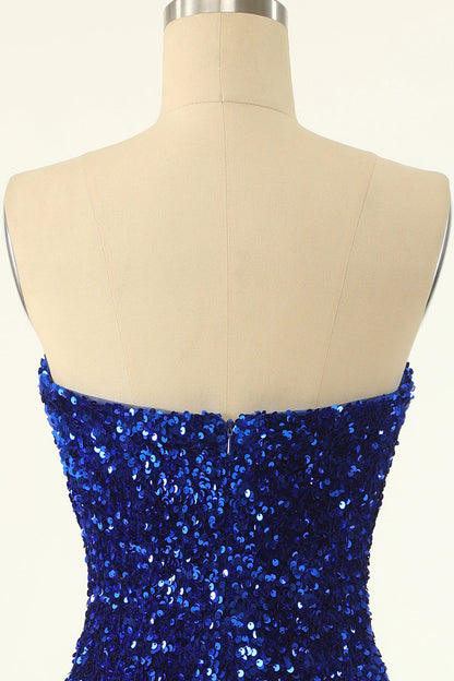 Royal Blue Sweetheart Sequins Tight Homecoming Dress