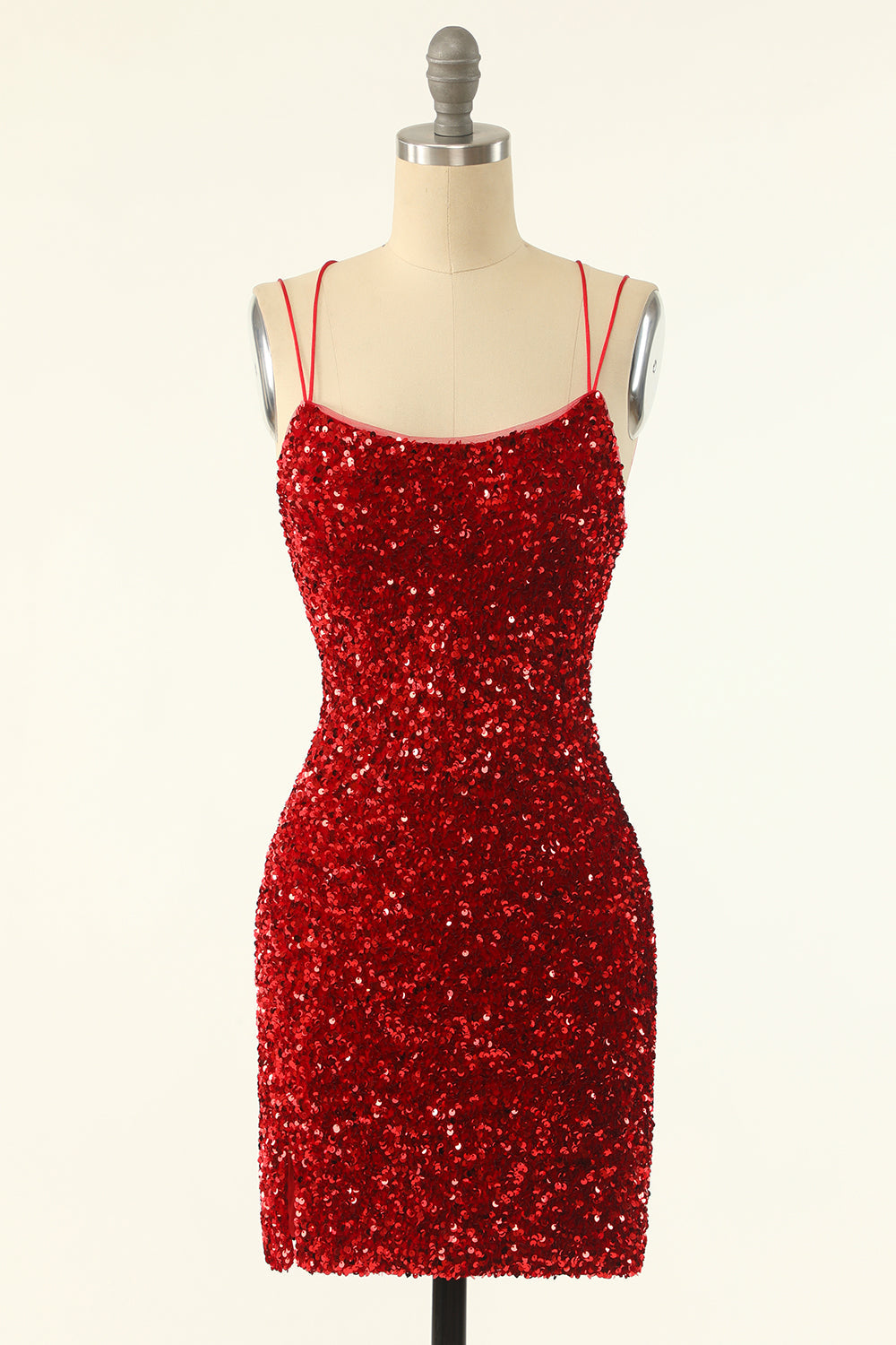 Red Sequins Tight Short Homecoming Dress