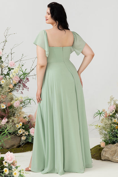 Off the Shoulder Plus size Bridesmaid Dress with Slit