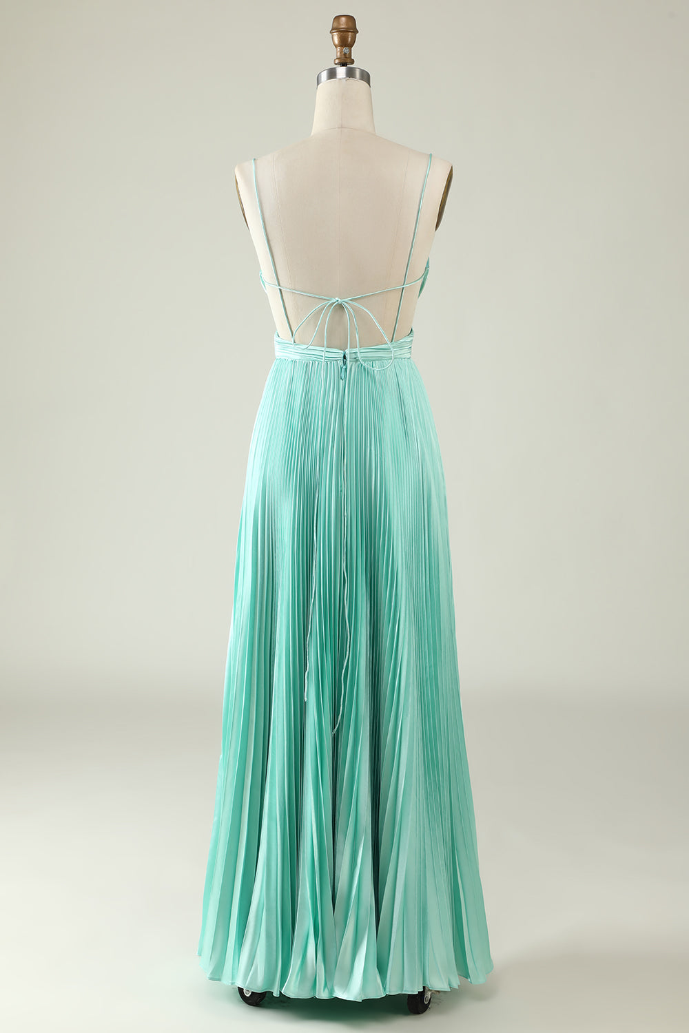 Mint Green Pleated Long Bridesmaid Dress