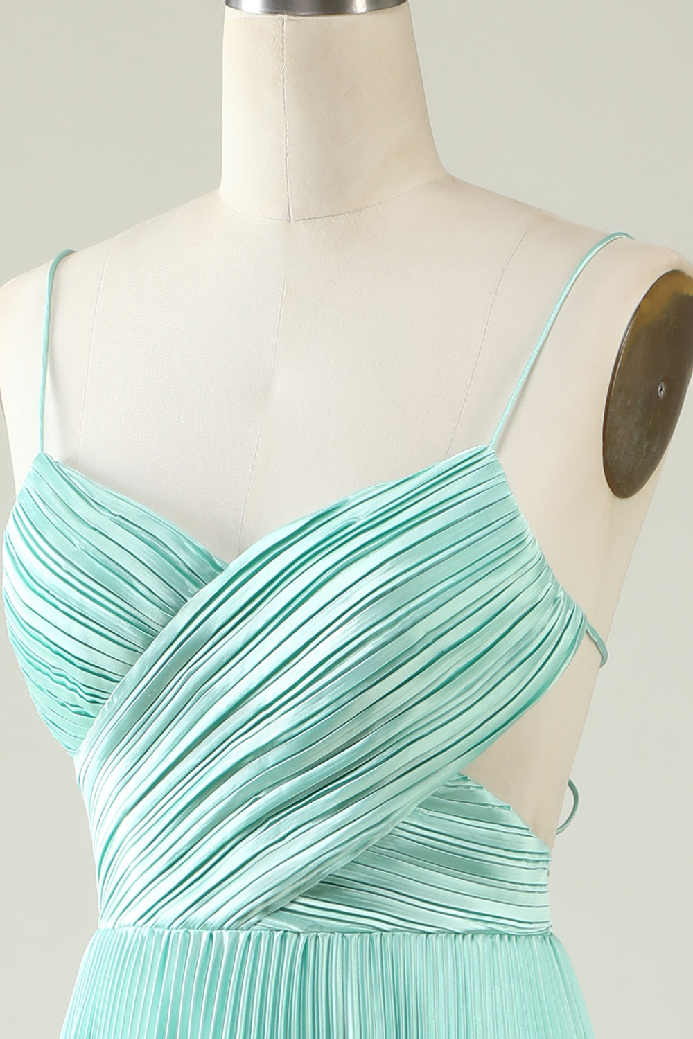 Mint Green Pleated Long Bridesmaid Dress