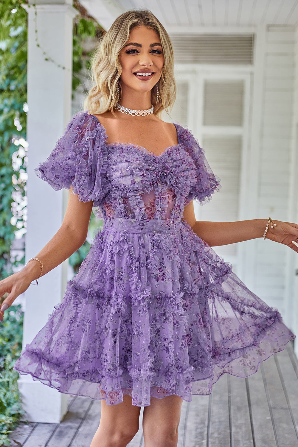 Off the Shoulder A Line Printed Cute Homecoming Dress