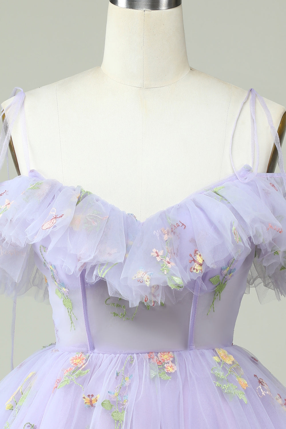 Lavender Off the Shoulder Corset Homecoming Dress with Ruffles