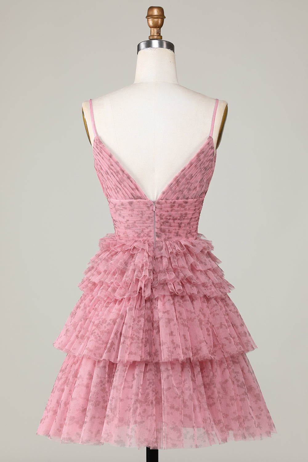 Cute A Line Spaghetti Straps Blush Homecoming Dress with Ruffles