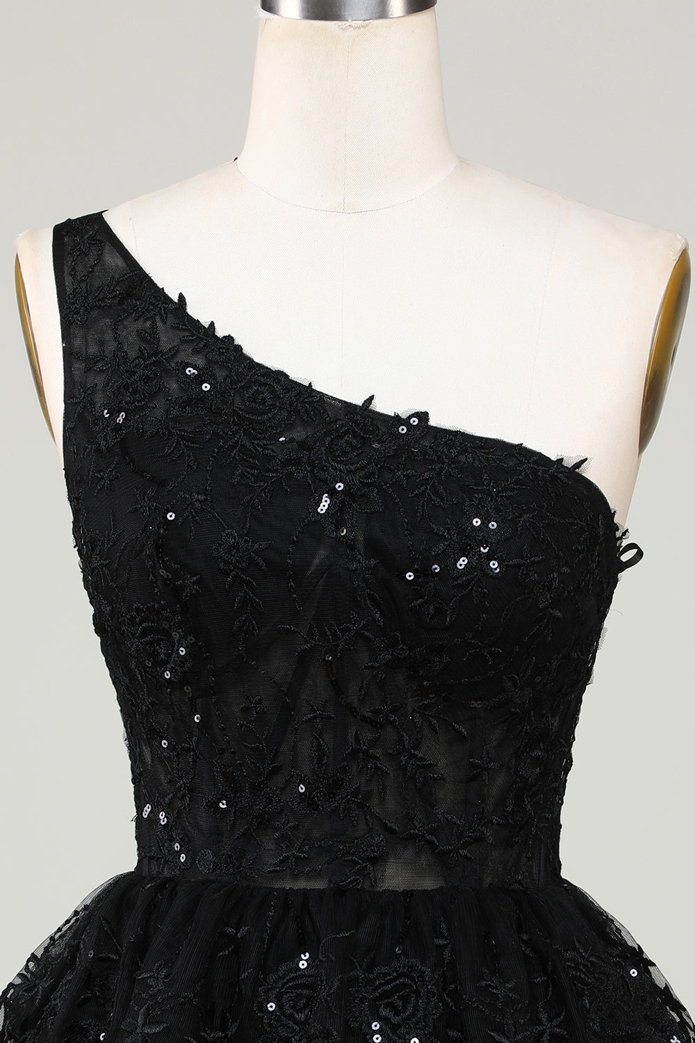 Gorgeous Black One Shoulder Homecoming Dress With Appliques