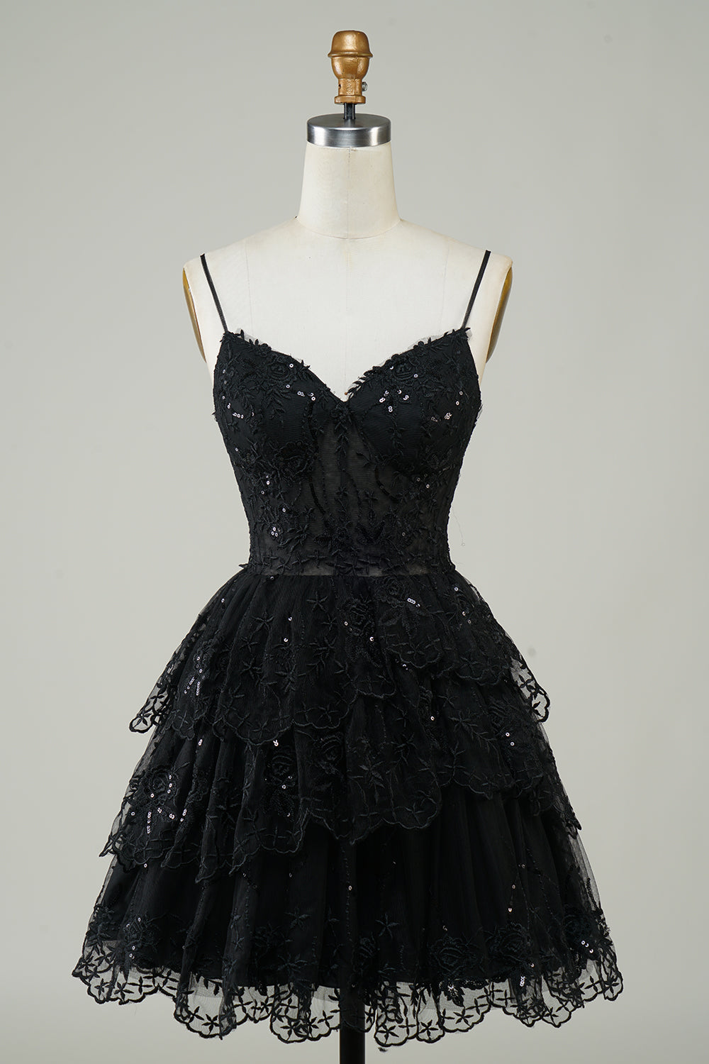 Gorgeous A Line Spaghetti Straps Dark Blue Sparkly Corset Homecoming Dress