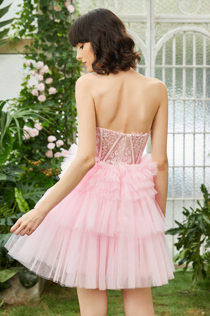 A-Line Sweetheart Pink Short Homecoming Dress