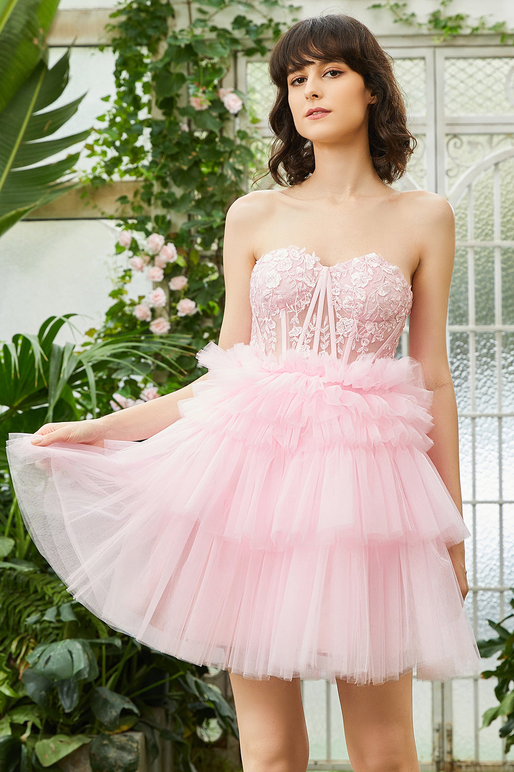 A-Line Sweetheart Pink Short Homecoming Dress