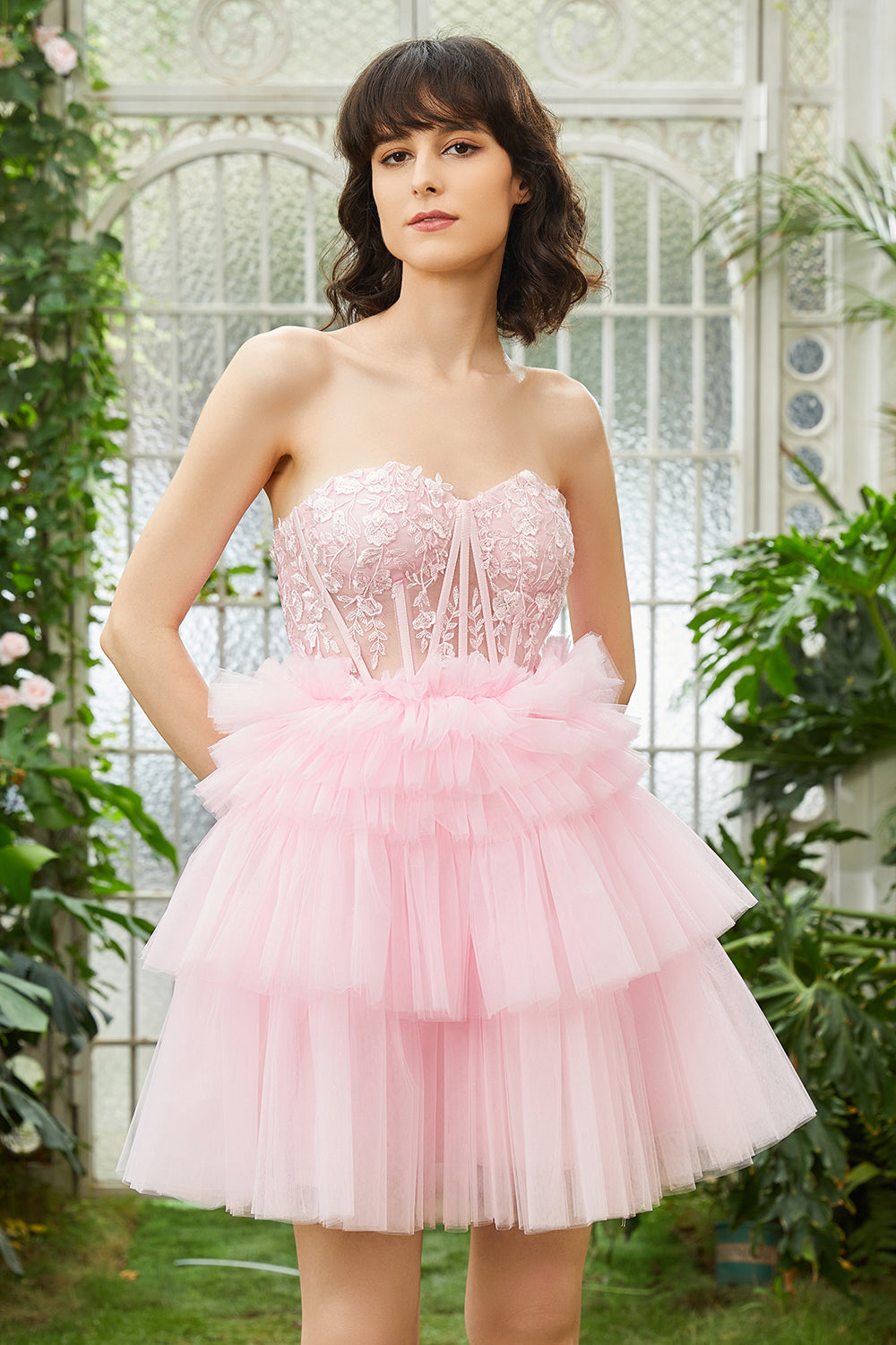 A-Line Sweetheart Pink Short Homecoming Dress