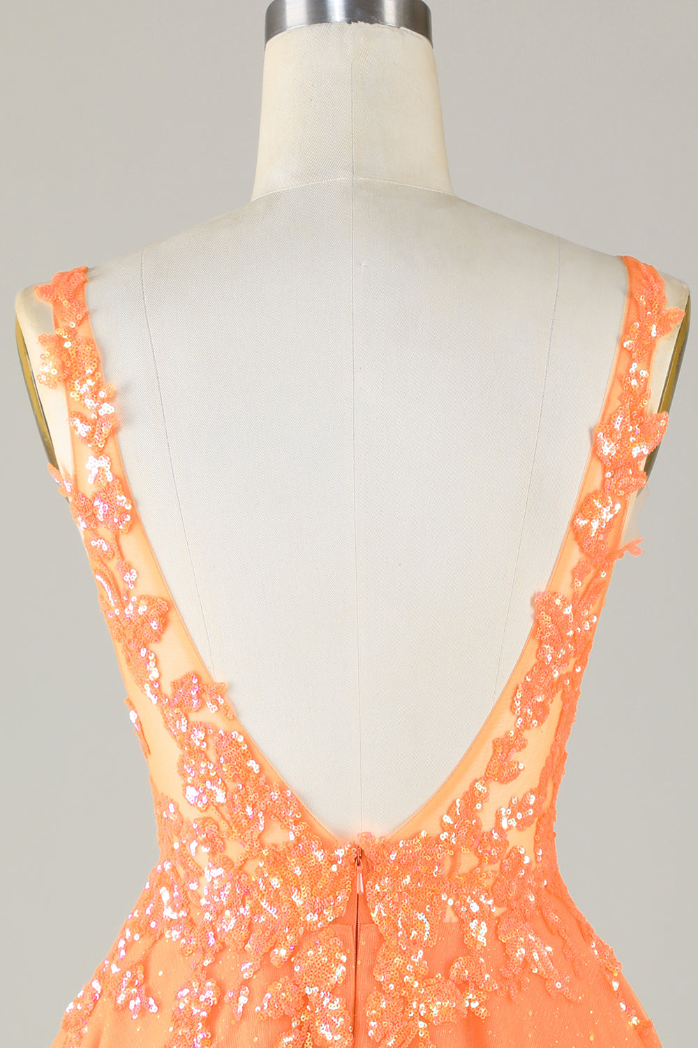 Sparkly Orange A Line Glitter Homecoming Dress with Sequins