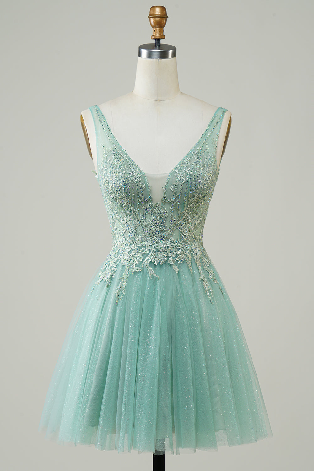 A Line Cute Green Homecoming Dress with Appliques