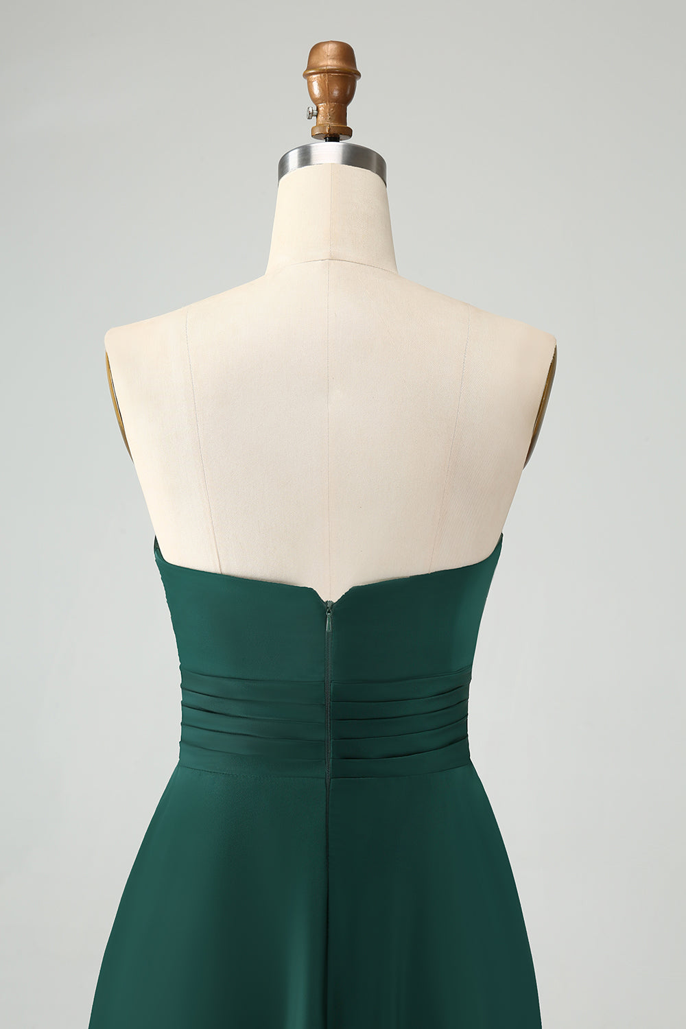 Dark Green A Line Sweetheart Keyhole Long Bridesmaid Dress