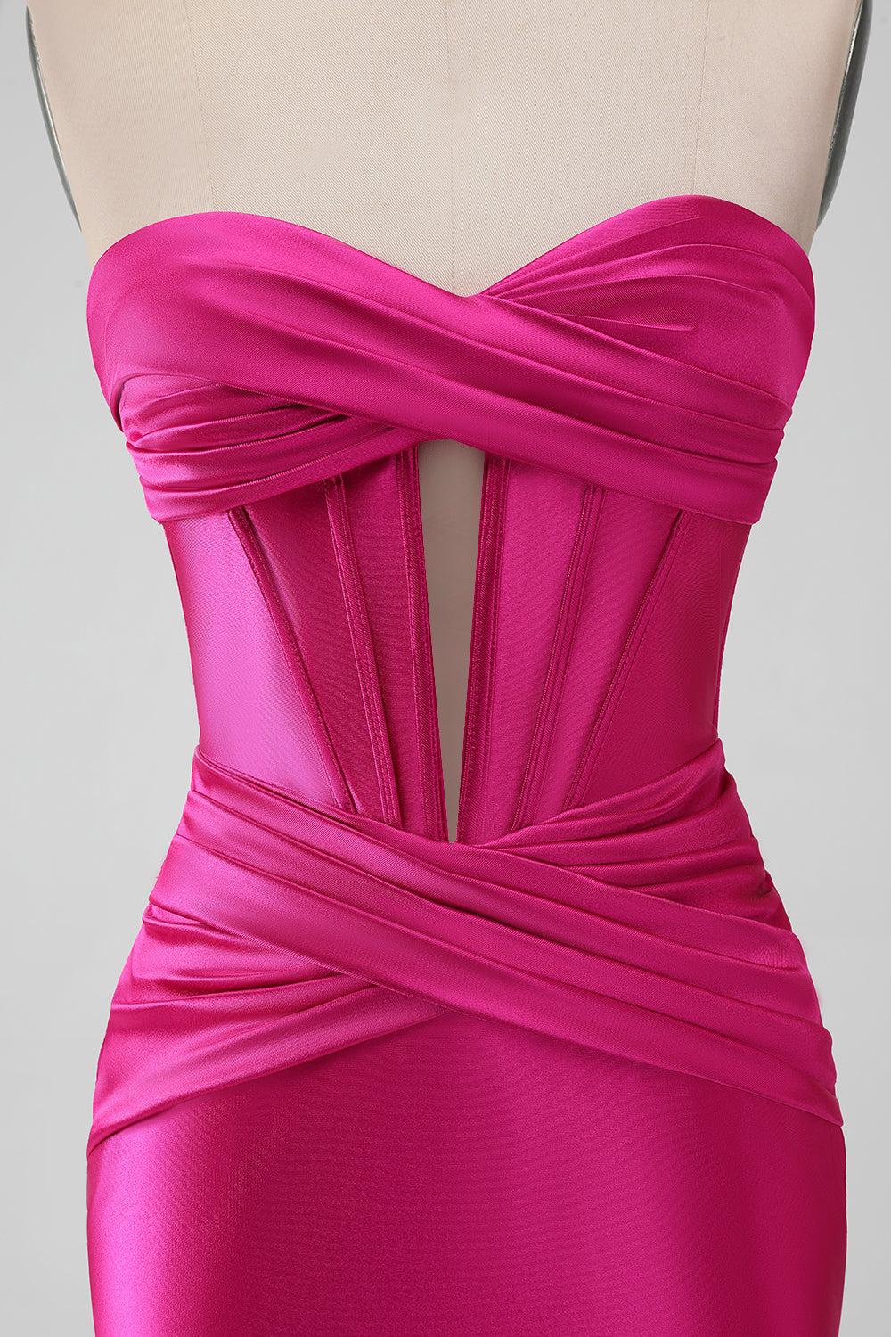 Fuchsia Bodycon Sweetheart Satin Corset Short Homecoming Dress