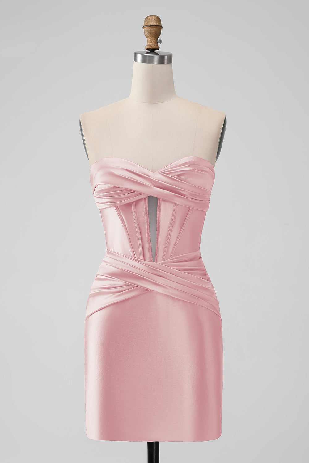 Hot Pink Bodycon Sweetheart Satin Corset Short Homecoming Dress