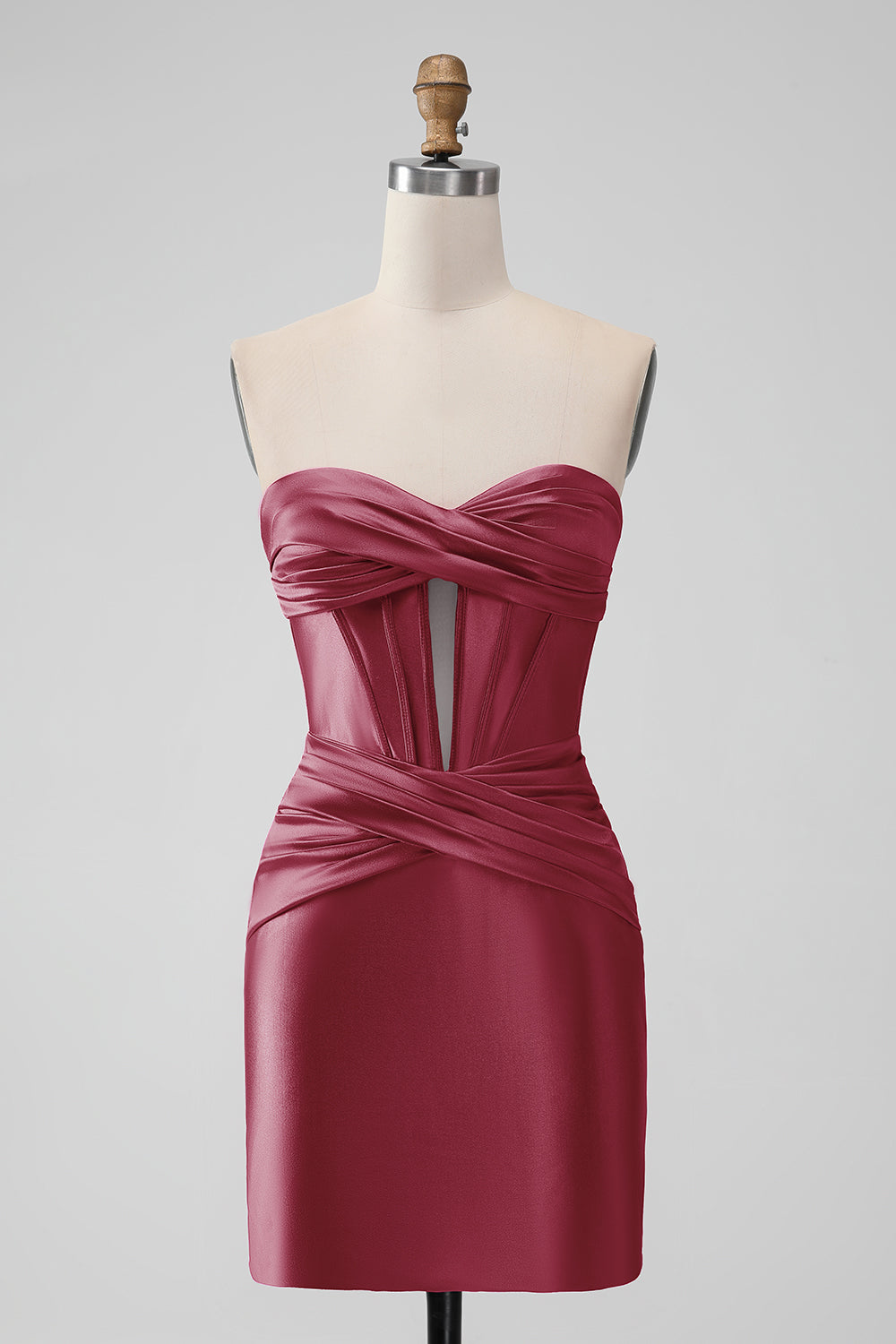 Hot Pink Bodycon Sweetheart Satin Corset Short Homecoming Dress