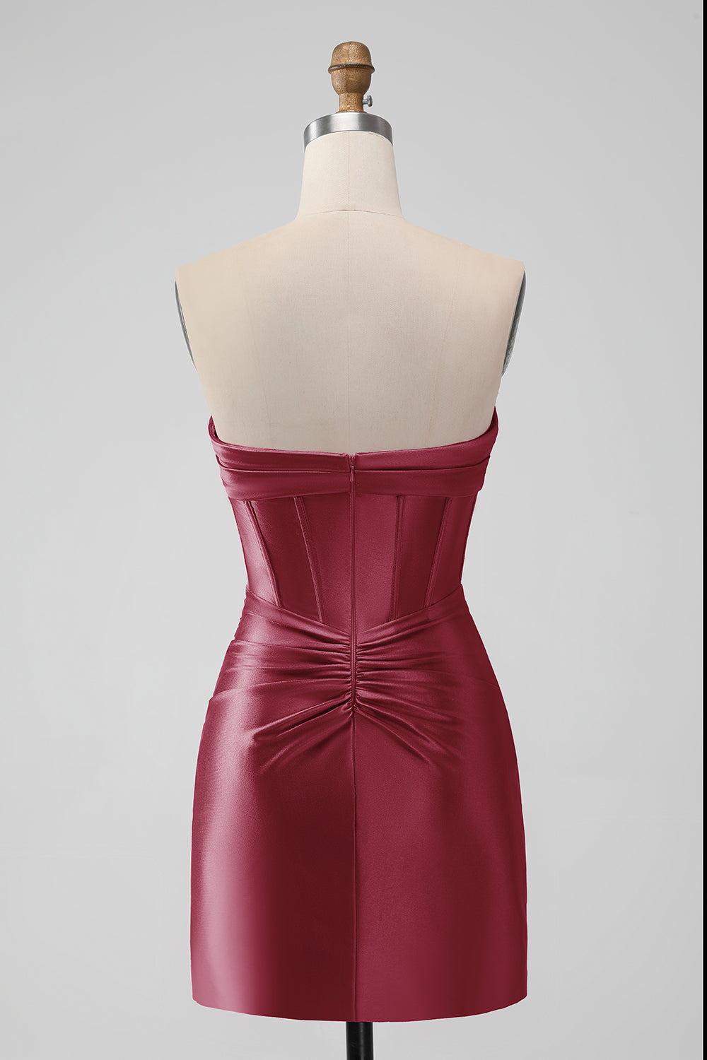 Fuchsia Bodycon Sweetheart Satin Corset Short Homecoming Dress