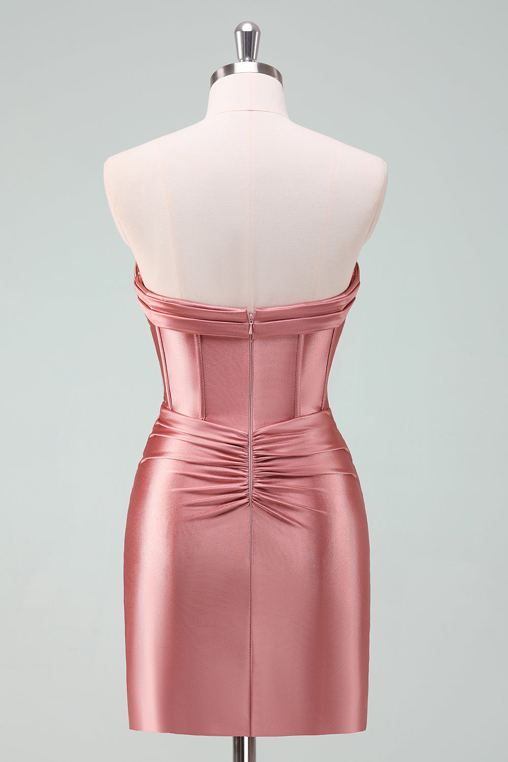 Copper Bodycon Sweetheart Satin Corset Short Homecoming Dress