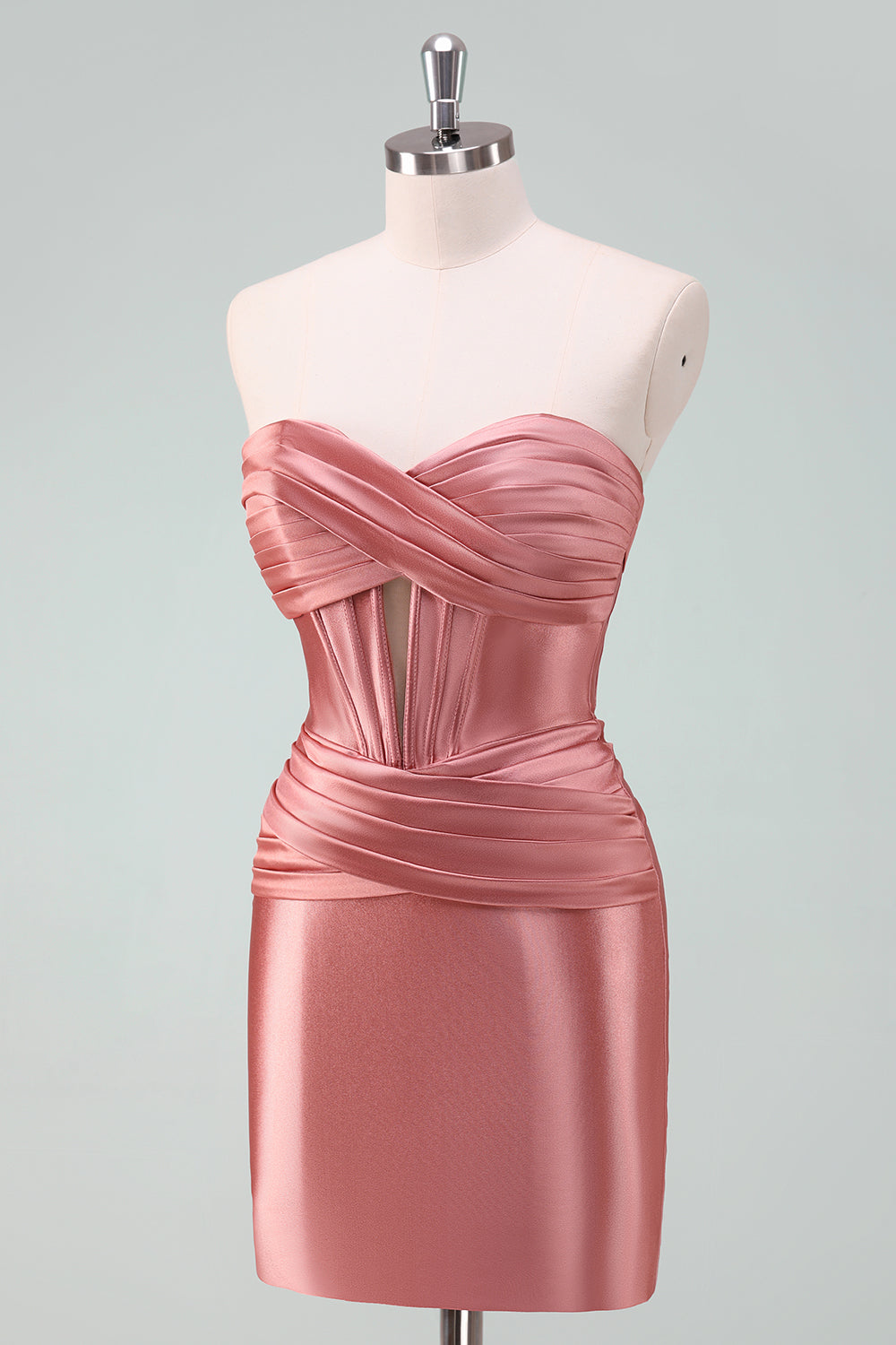 Copper Bodycon Sweetheart Satin Corset Short Homecoming Dress