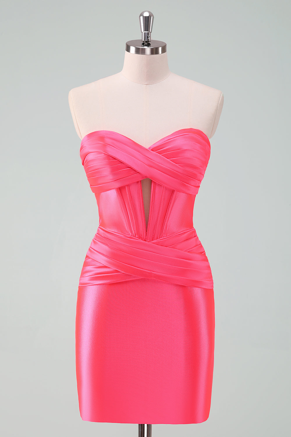 Fuchsia Bodycon Sweetheart Satin Corset Short Homecoming Dress