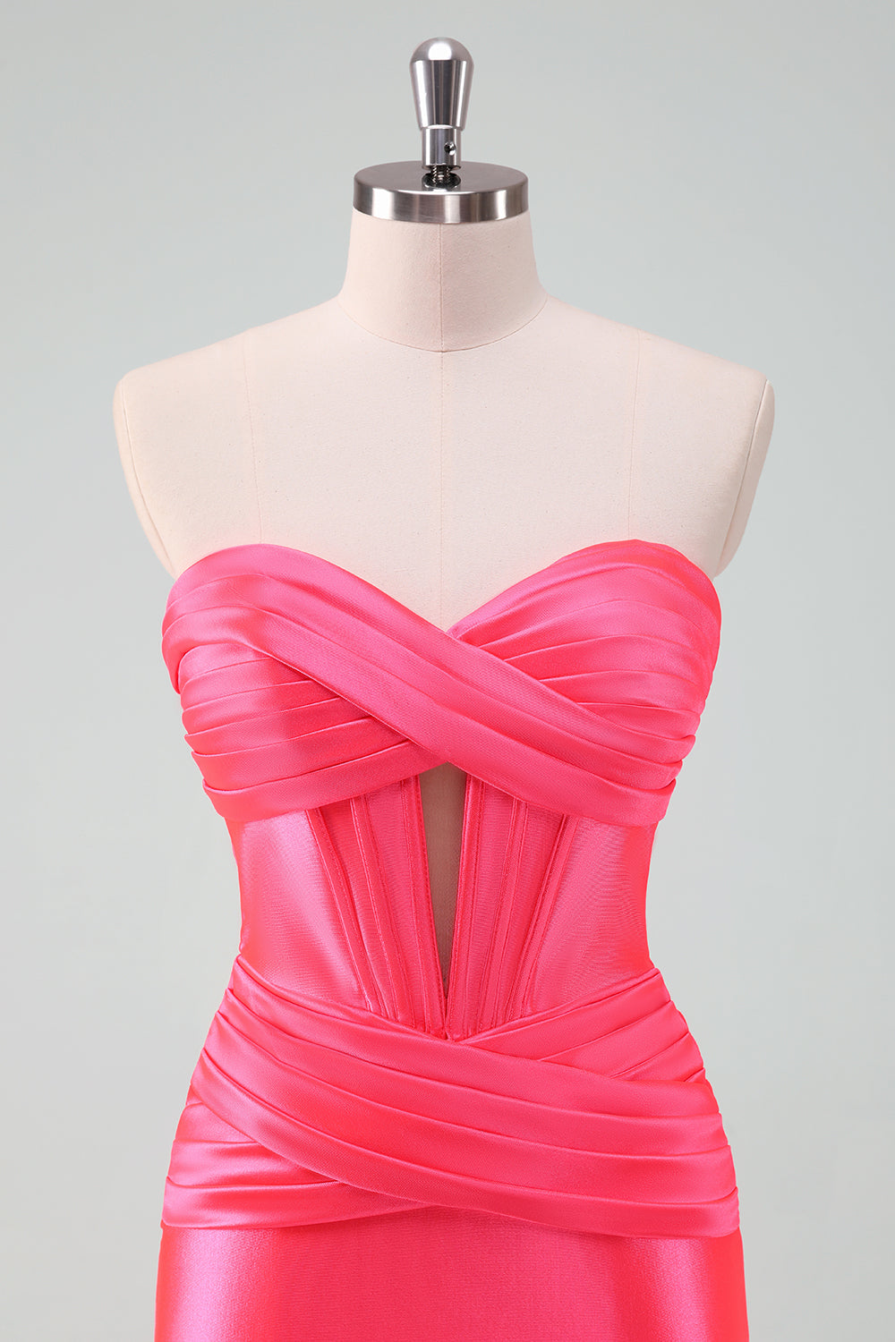 Hot Pink Bodycon Sweetheart Satin Corset Short Homecoming Dress