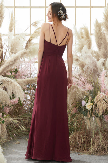 Burgundy Chiffon Bridesmaid Dress