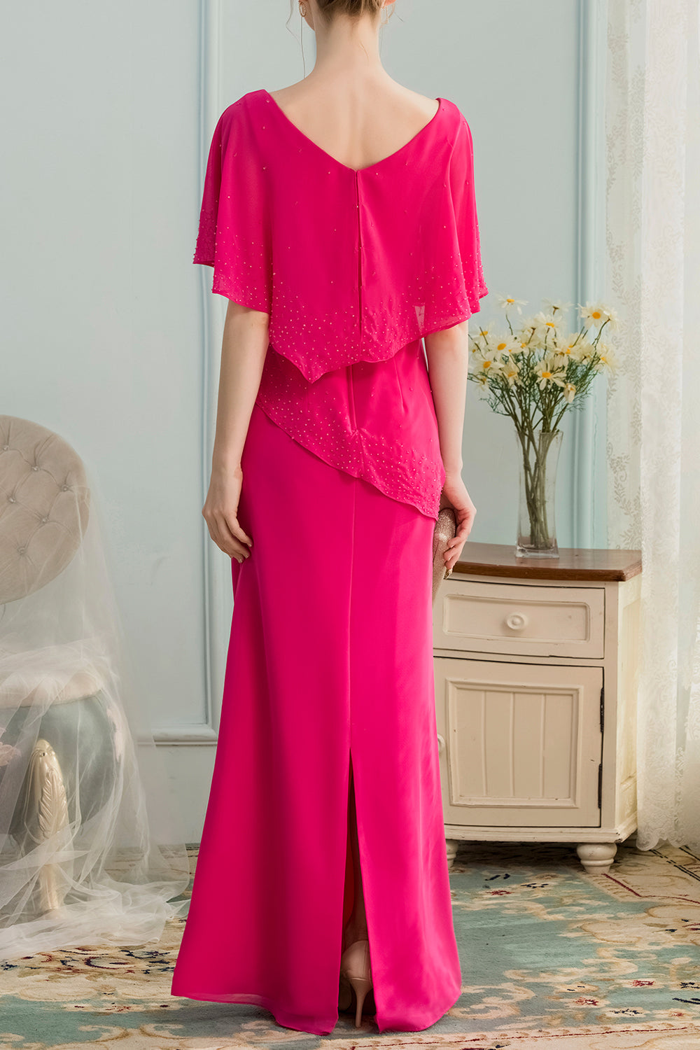 A-line Long Chiffon Bridesmaid Dress With Beading