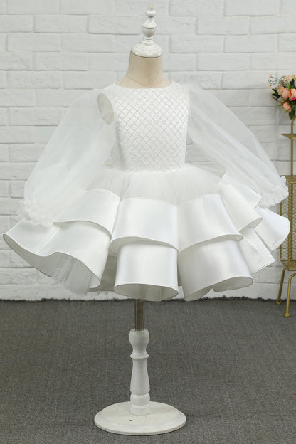 Ivory Long Sleeves Flower Girl Dress