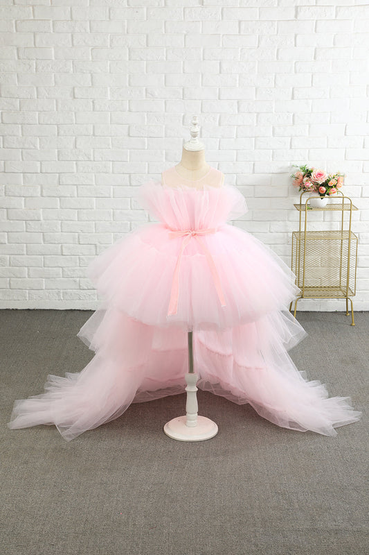 Pink High Low Flower Girl Dress