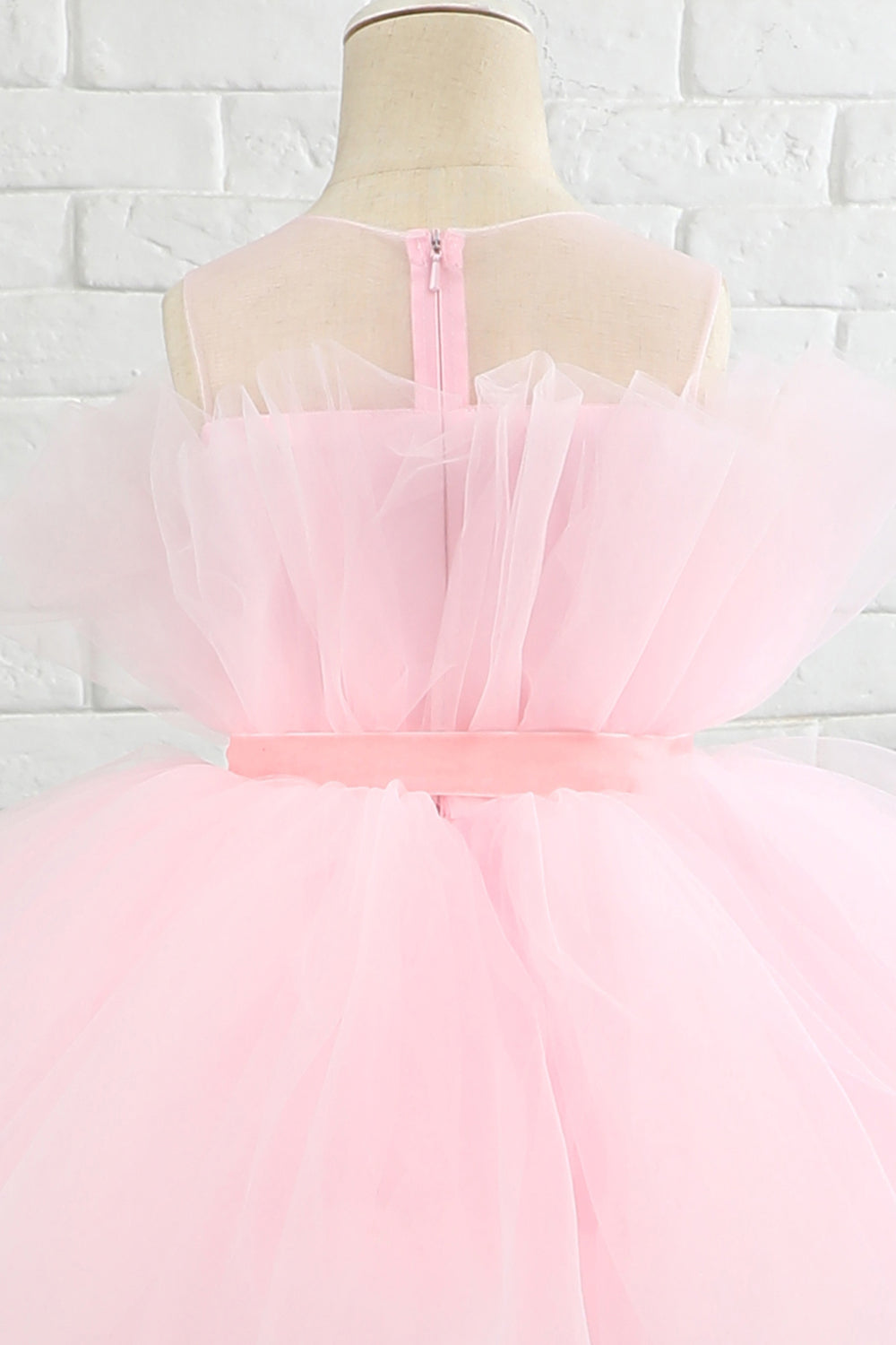 Pink High Low Flower Girl Dress