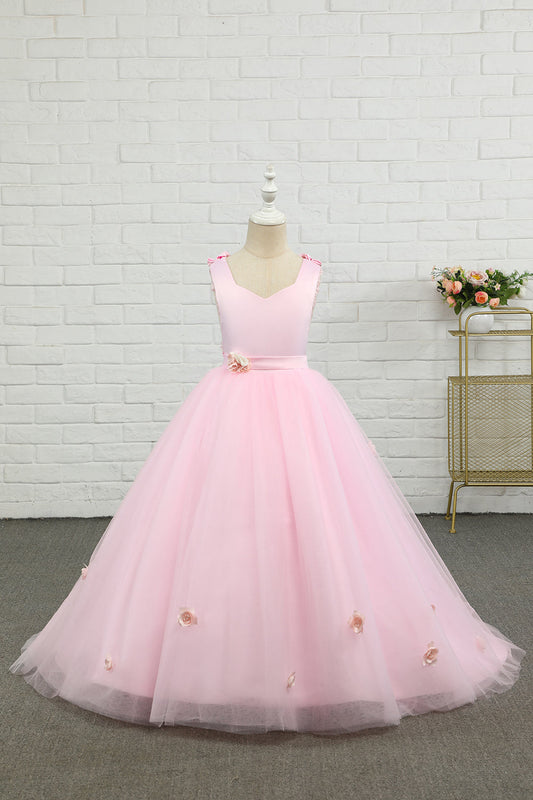 Pink Floor Length Flower Girl Dress