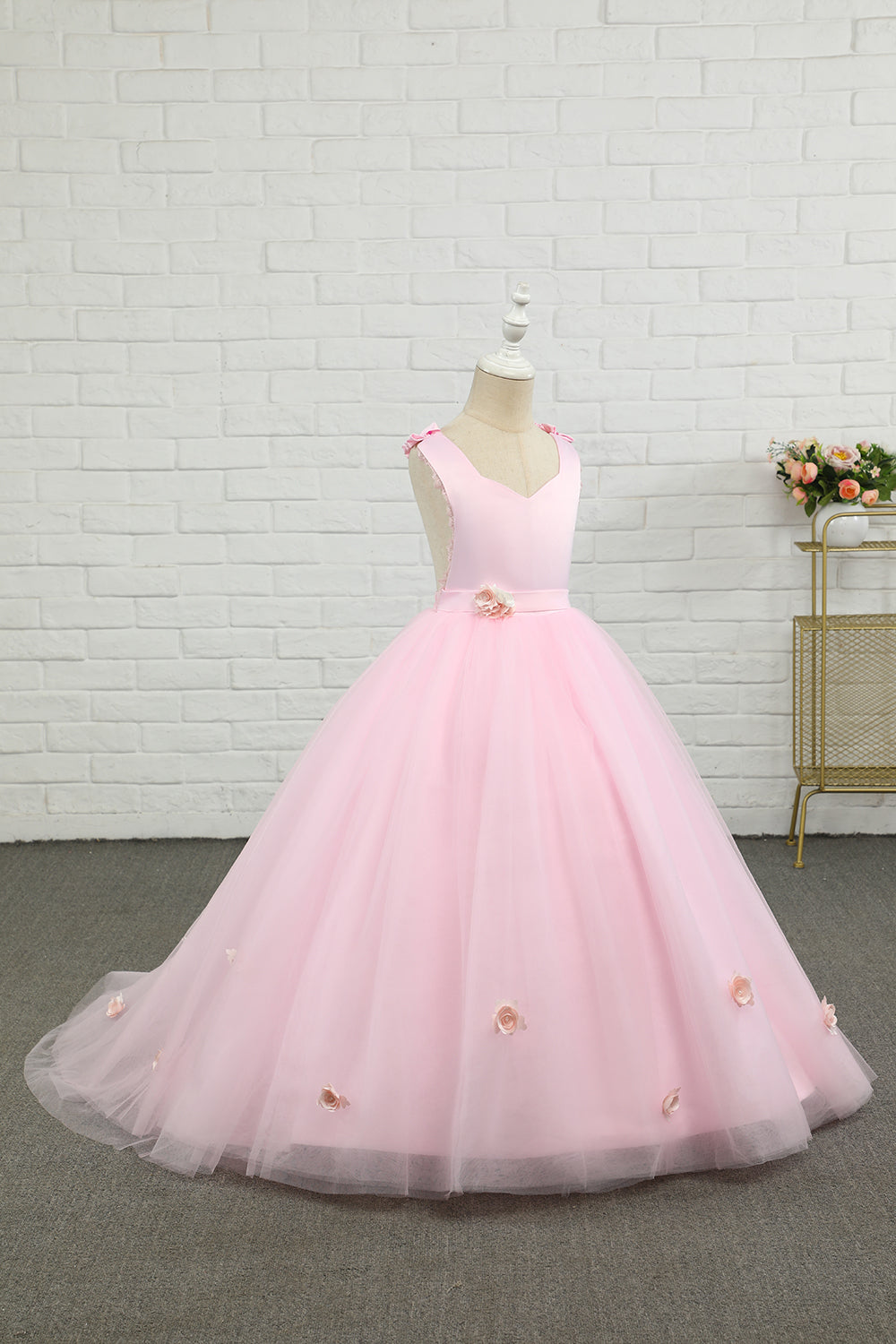 Pink Floor Length Flower Girl Dress